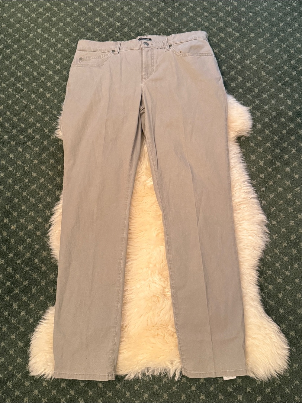 Eileen Fisher Stone Gray Straight Leg Mid Rise Denim Jeans Pants